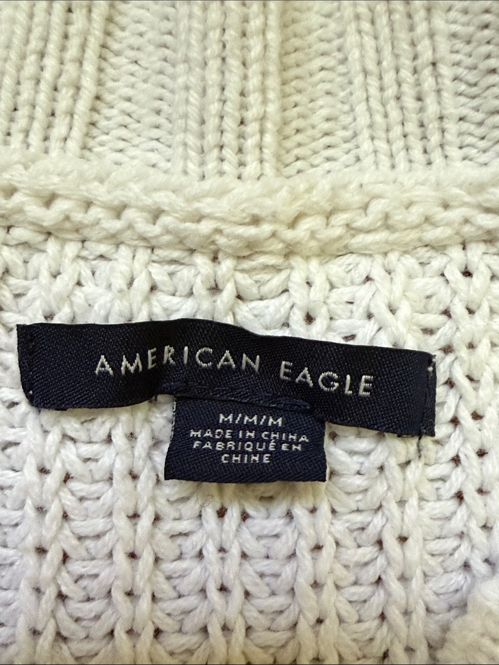 American Eagle Outfitters Off White Sweater with Taupe Stripes ~ M - Picture 4 of 8